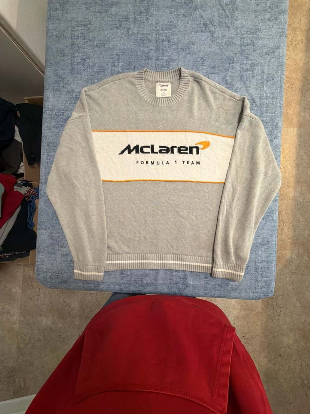 Hollister McLaren Formula 1 Team Sweater Size XL Boxy Fit Gray